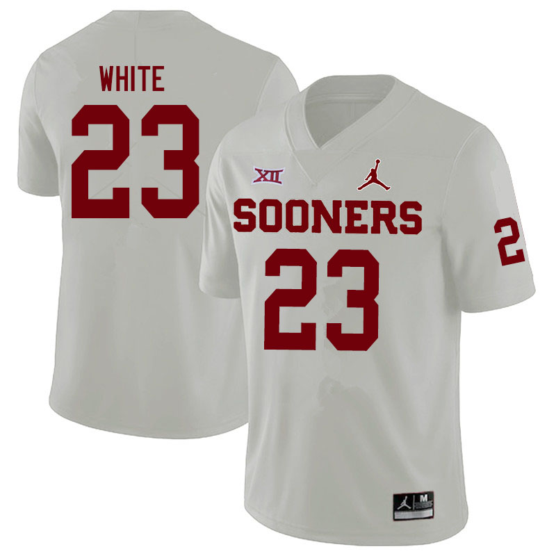 Men #23 DaShaun White Oklahoma Sooners Jordan Brand College Football Jerseys Sale-White - Click Image to Close